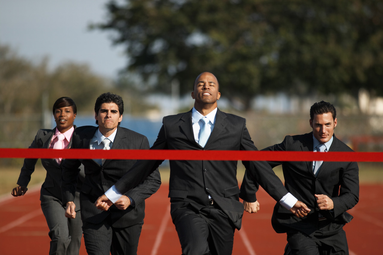 Business Executives Running in a Race